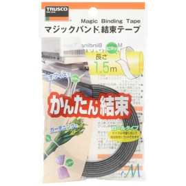 Trusco MKT-1015BK Magic Band Fastening Tape, Double-Sided, 0.4 inches (10 mm) x 4.9 ft. (1.5 m), Black