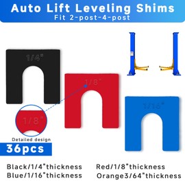 36 Pcs Car Lift Auto Leveling Shim Install Kit for 2 Post 4 Post Car Lift Precise Leveling Installation, 4/5" Opening Shims Fit for 3/4" Anchor Bolt (1/4" Black, 1/8" Red, 1/16" Blue)