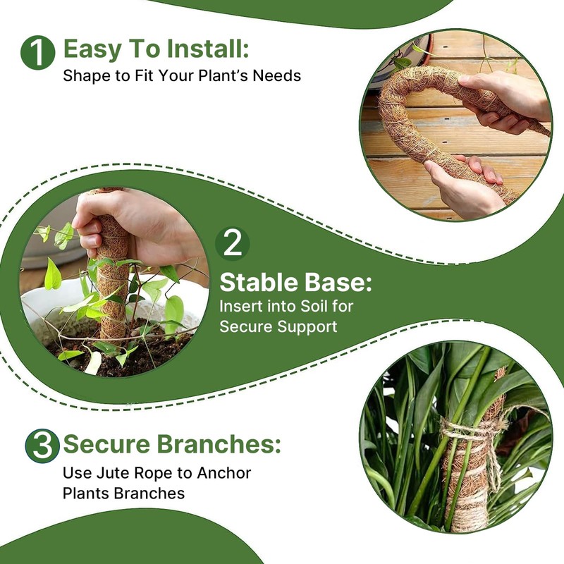 48 Inch Bendable Moss Pole for Plants Monstera, Coir Plant