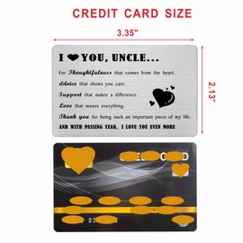 Richesele I Love You Uncle Wallet Card - Unique Gifts for Uncle - Happy Fathers Day to Uncle - 3.35 x 2.13 Inches Stainless Steel Greeting Card