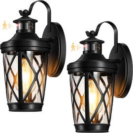 VIANIS Exterior Lighting Fixtures, Black Outdoor Motion Sensor Light, 2-Pack Outdoor Lanterns for Porch, Anti-Rust Dusk to Dawn Sensor Wall Mount, Modern Exterior Wall Sconce Outside Lights for Patio