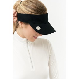 Surprizeshop Womens Golf Adjustable Velcro Visor | Velcro | Built in Magnet | Hand Enammelled 25mm Ball Makrer | Rigid Peak | Multiple Colours | Golf Visor | Tennis Visor (Black)