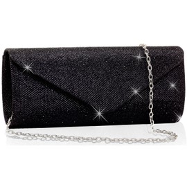 Clutch Purses for Women,Evening Bag Envelope Clutch with Detachable Chain Sparkle Elegance (Black)