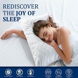 Le-Ostél Pillow Protectors 6 Pack - Ultra Soft Zipped Pillow Protectors - Hypoallergenic Quilted Pillow Protectors - Soft & Breathable Microfiber Pillowcase Protectors (6 Pack (50 x 75 CM))