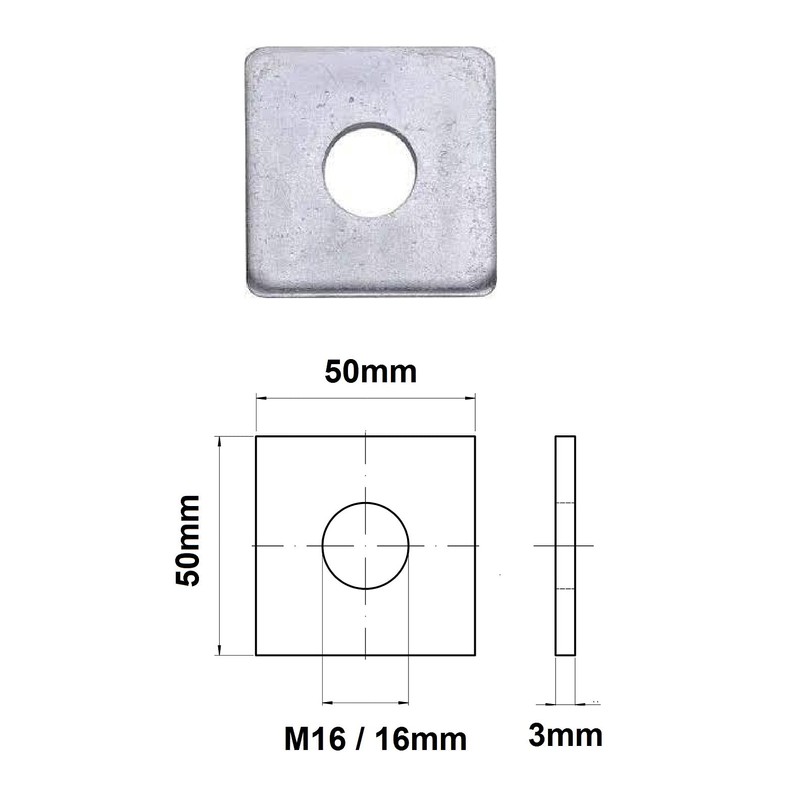 TERF® Heavy Duty M16 (16mm) X 50mm X 3mm Zinc