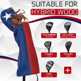 LZFAN Golf Club Head Cover Golf Head Cover Driver Headcover Fairway Wood Headcover Hybrid Club Head Cover Texas