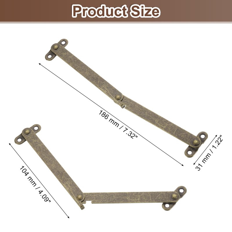 sourcing map 4" Folding Lid Support Hinges, Lift Up Stay