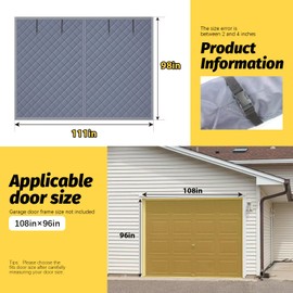 ZEIWEO Garage Screen Doors for Winter for 1 car for Winter 9 * 8Ft Garage Door Insulation Kit Garage Door Cover Made of Oxford Cloth and Thicken Cotton for Thermal Insulation Soundproof
