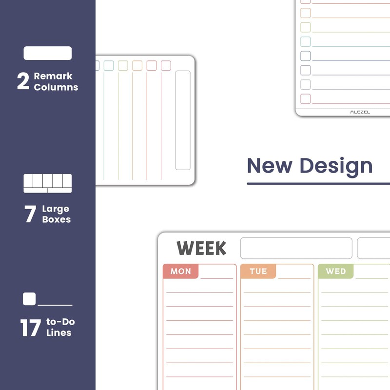 ALEZEL Magnetic Weekly Calendar Whiteboard for Fridge, Refrigerator Dry Erase