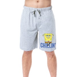 INTIMO Nickelodeon Spongebob Squarepants Mens' Chillin' Sleep Pajama Shorts (Medium) Grey
