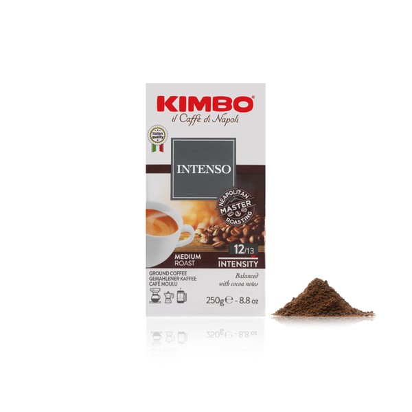 Kimbo Coffee, Espresso Intenso, Ground Coffee, Medium Roast, 12/13, Italian Coffee, 1 x 250g