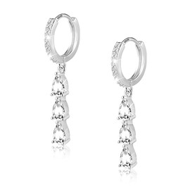 ALEXCRAFT Drop Earrings Gold Silver 925 Hanging with Zirconia Dangle Earrings for Women Girlfriend Mum, Sterling Silver