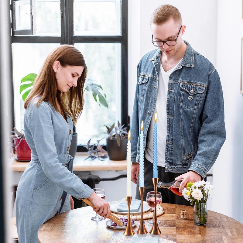 10 Inch Gradient Blue Spiral Taper Candle Set, 10 Pack