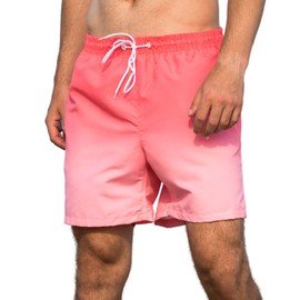 Mywu Traje de baño para hombre de secado rápido, pantalones cortos de natación de 5 pulgadas de entrepierna, Rojo sandía, Small