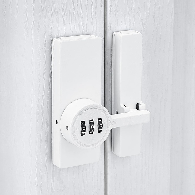 INIRET White 180 Degree Black Barn Door Lock,Mechanical Password Lock,3