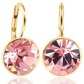 Nobel Schmuck Short Earrings with Crystals, 925 Silver, Gold, Silver, Crystal