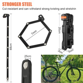 Flintronic Folding Lock, Bicycle Lock Combination Lock with 4-Digit Code, High Security, for E Bike, MTB & Road Bike, 88 cm, Black