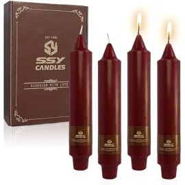 5Inch/7Inch Pillar Candles Handmade Unscented 4PCS Small Taper Candle Sticks for Festive Parties Wedding Home Decorcolor: Red, size: 5 inch