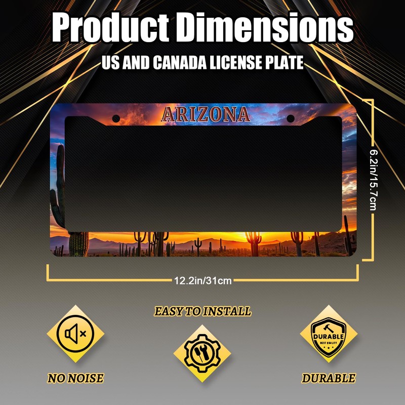Arizona State Flag License Plate Frame Sunset Desert Cactus License