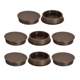 sourcing map 8Pcs 40mm(1-9/16") Nylon Hole Plugs, Flush Type Panel Round Snap in Fastener Knockout Locking Plugs for Furniture Insert End Caps Panels, Brown