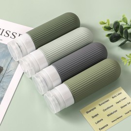 ME.FAN Travel Bottles for Toiletries, TSA Approved 3oz Silicone Travel Size Containers/Portable Split Bottle, Travel Accessories for Conditioner, Shampoo, Lotion - 4 Pack Desert Sage