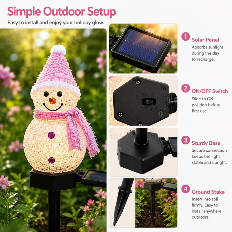 Solar Snowman Garden Light for Christmas Décor – Waterproof LED