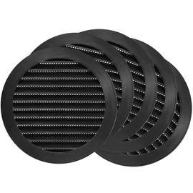 5 Pack - 5'' Inch / 125 mm Plastic Vent Cover Black - Round Soffit Vent - Exhaust Ventilation Louver - Air Inlet Grille Cover - Built-in Screen Mesh - HVAC Ventilation