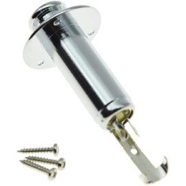 1/4" Acoustic Electric Guitar Bass Mono Endpin Output Jack Strap Button Jack Socket, Chrome