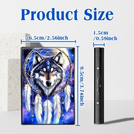 BFDHGQZC Credit Card Holder for Women Men,Dreamcatcher Wolf Mini RFID Blocking Aluminum Slim Metal Wallet Business Card Organizer ID Card Case Professional Stainless Steel Pocket Wallet