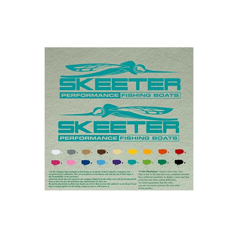 Pair 12" Skeeter Performance Compatible Replacement Decals *Turquoise* Vinyl Stickers
