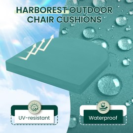 HARBOREST Outdoor Chair Cushions Set of 4 - Round Corner Waterproof Outdoor Cushions for Patio Furniture - Patio Furniture Cushions with Ties, 17"x16"x2", Teal