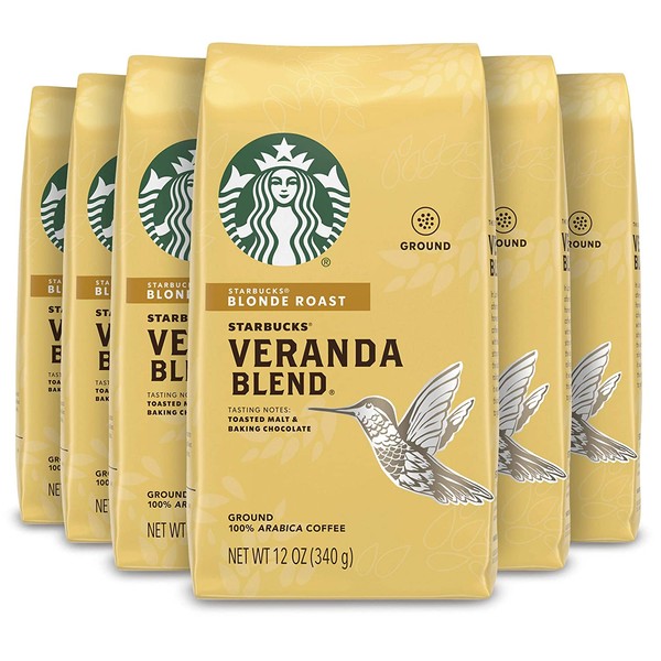 Starbucks Blonde Roast Ground Coffee — Veranda Blend — 100% Arabica — 6 bags (12 oz. each)