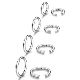 Finrezio 8 Pieces Clip On Earrings For Men Women Non-Piercing Fake Earrings Stainless Steel Clip On Hoop Earring Cool Earrings Ear Clips Set for Gifts