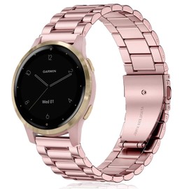 Issinlky Metal band for Garmin Vivoactive 4S/Venu 2S/Venu 3S/Vivomove 3S, 18mm band Stainless Steel strap for Fossil Ladies Gen 6/Fossil Ladies Gen 5E/Fossil Ladies Q Venture HR Gen 4