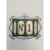 Hand-Painted Jacho Green Number Tiles Option of Metal Filigree Frames