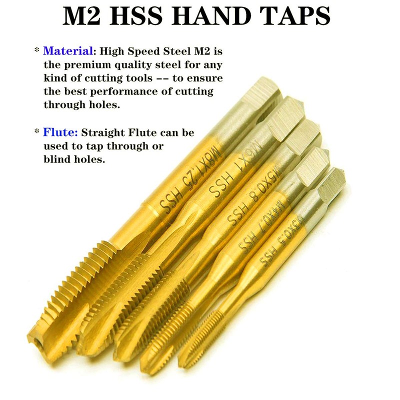 Max-Craft HSS Hand Taps 1/4-28UNF Hss M2 Titanium Coated Nitride