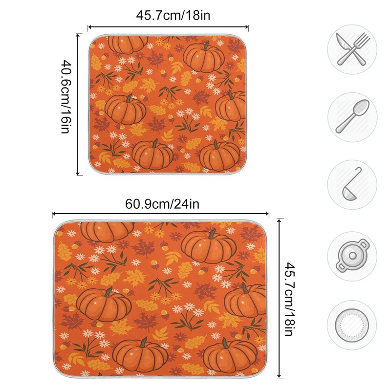 Alfombrilla de secado de platos de arce, de calabaza, 40,6