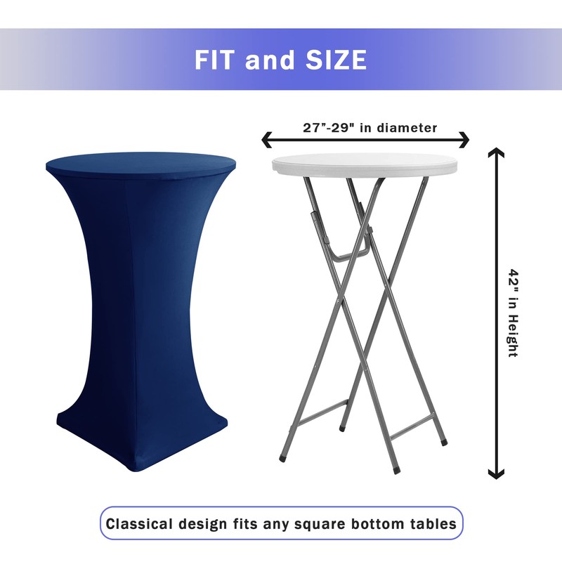 HolidayIdeas Cocktail Table Covers, 2 Pack - Stretch Spandex Square