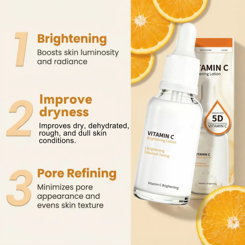 Loción Iluminadora Con Vitamina C, Sérum Hidratante, 30 Ml