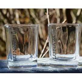 NEW PAIR OF LUNAZUL TEQUILA CLEAR GLASS SHOTS