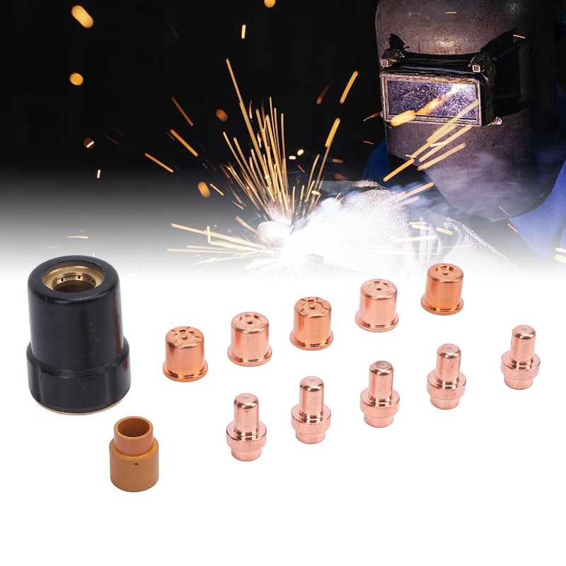 12Pcs Plasma Electrode Cutter Tips Kit, Brass Plasma Cutting Consumable