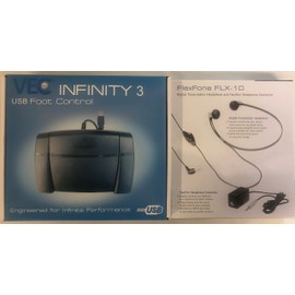 Dictation Depot LLC Express Scribe Transcription Kit - Professional Software, Heavy Duty Infinity IN-USB-3 Foot Pedal, Spectra FLX-10 Headset - 16GB Memory, USB Interface