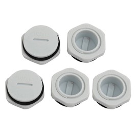 sourcing map GLW-M25 Nylon Male Thread Cable Gland End Cap Cover Grey Pack of 5