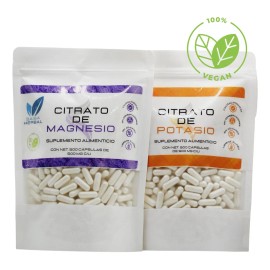 Citrato De Magnesio Y Citrato De Potasio 500 Cáps C/u Vegana Sin Sabor