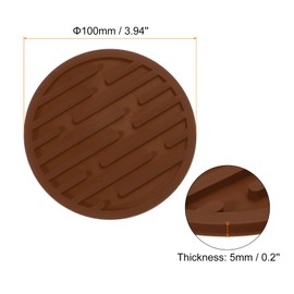 uxcell Drink Coasters, 6pcs - Silicone Coasters for Drinks, Round Anti-Slip Heat Resistant Coasters, for Bar Club Office Coffee Table (Brown)