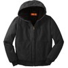 CornerStone Unisex Washed Duck Cloth Insulated Hooded Work Jacket, Black,