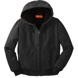 CornerStone Unisex Washed Duck Cloth Insulated Hooded Work Jacket, Black, X-Large