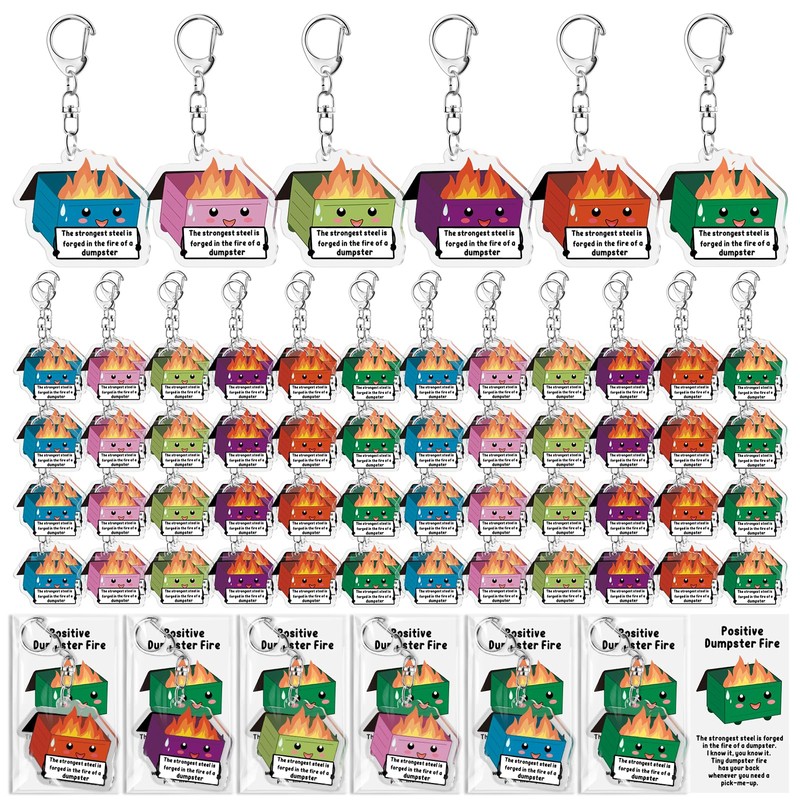 Siifert 96 Sets Dumpster Fire Acrylic Keychains Gift Bulk Appreciation