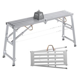 Noliven Portable Scaffolding Platform, Adjustable Work Platform 79(L) x15(W) x35-57(H)'', Maximum Load of 800 lbs, Alloy Steel Folding Work Platform for Adults, Folding Step Ladder