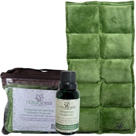 NATURALNESS Compresas Calientes Terapeuticas Grandes - Almohadilla Térmica Muscular de Semillas y Plantas 42x22 cm, 900g Ideal para Fisioterapia y Rehabilitacion (Compresa + Aceite 30ml)